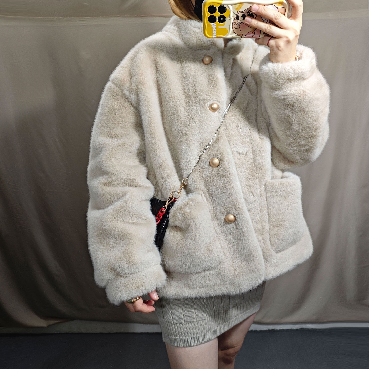 貂毛皮草外套皮毛一体女