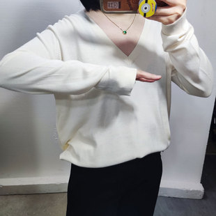 包邮 出口大V领长袖 X200603 针织衫 偏远不包 舒适宽松欧美慵懒风大码