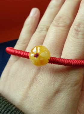 天然蜜蜡琥珀好运红绳手工