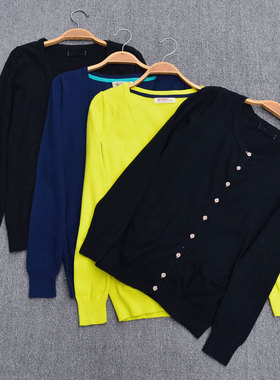 出口欧美外贸纯棉长袖针织衫开衫百搭大码W190902KKX200203