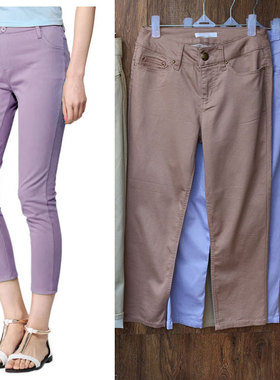 日单弹力棉八分裤复古铅笔裤 外贸 女紧身薄款X200301KK