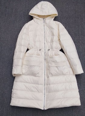 轻便羽绒服中长款连帽 抽绳束腰 宽松女款冬保暖Z050401 GC91