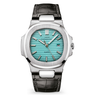 浪喜格男士真皮手表进口石英316L钢壳男表防水时尚经典潮流腕表