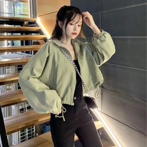 休闲风纯色高级感时尚百搭上衣秋季新款小个子女生短款气质外套