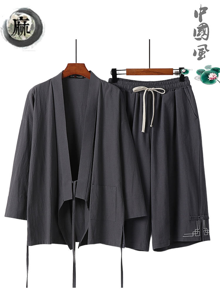 플러스 사이즈 당나라 정장 남자 플러스 사이즈 중국 스타일 린넨 여름 정장 새로운 중국 스타일 국가 스타일 젊은이 현대 HANFU