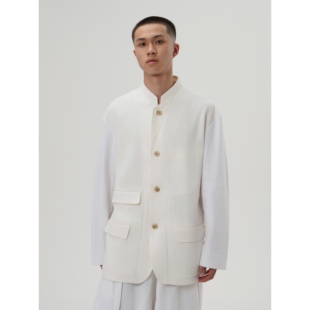 wave系列 夹克外套 YOWSAH 法国麻前后片拼色高密度单层休闲西装