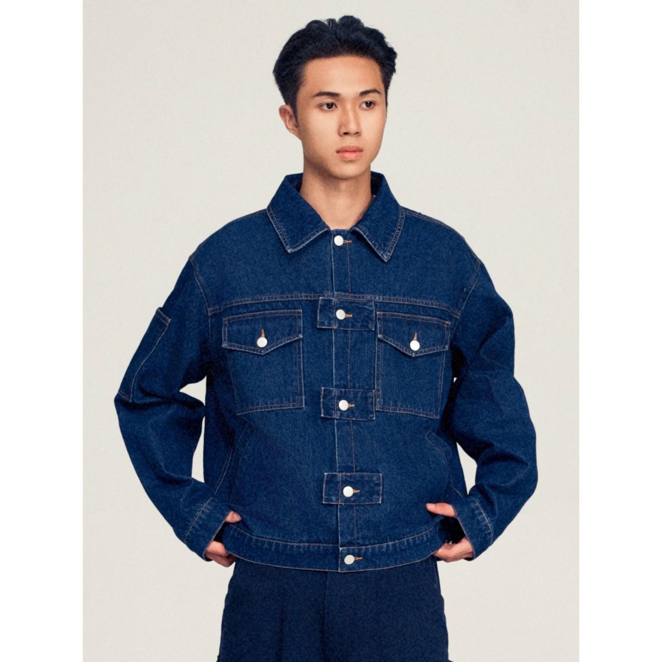 重磅全棉水洗复古工装牛仔夹克