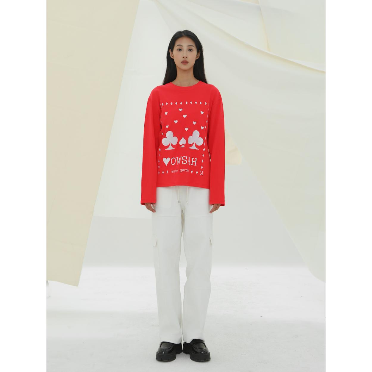 YOWSAH2024秋季新款宽松长袖T恤