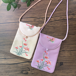 苏绣手机包女士迷你斜跨小包包国风刺绣手机袋新中式礼品精致布袋