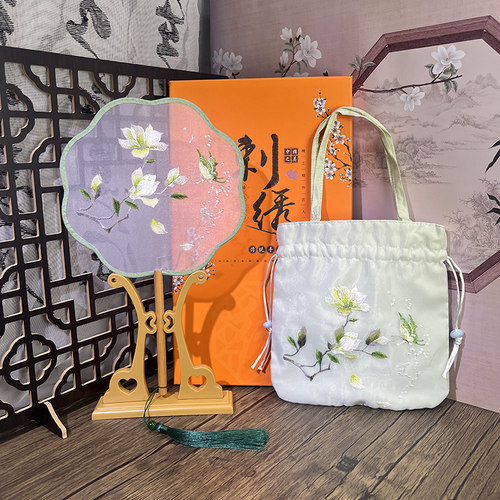 苏州刺绣团扇礼盒套装刺绣包中国风特色礼物送老外汉服扇子伴手礼