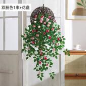 仿真茶包玫瑰花藤壁挂花藤蔓假花花藤条装 饰花藤塑料花墙面挂吊兰