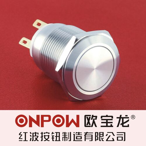 ONPOW中国红波欧宝龙LAS1GQ金属启动防水按钮开关平头接插脚19mm