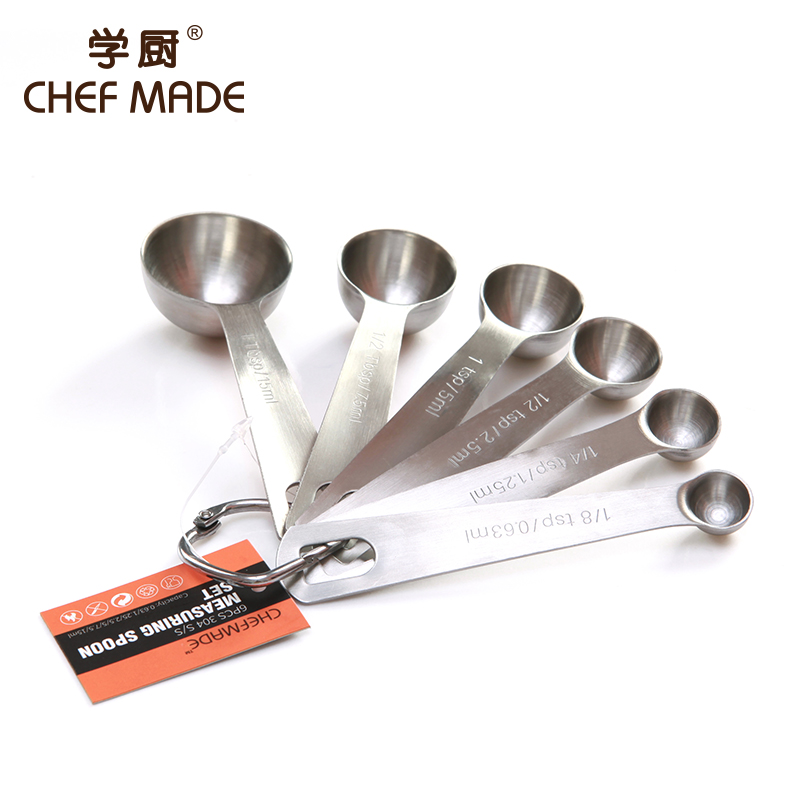 CHEF MADEѧ³ø ³ø·¿304²»Ðâ¸ÖÁ¿É×6¼þÌ×ÄÌ·ÛÉ׳¤±úÁ¿É׺決¿Ì¶ÈÉ×