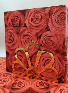 PomParty红色玫瑰餐巾纸2层20张本命年喜庆装饰纸巾蝶古巴特用纸