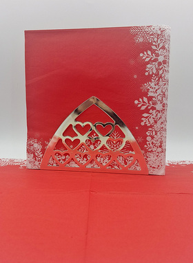 圣诞雪花红色印花餐巾纸创意酒店派对餐桌装饰方巾纸一次性木浆纸