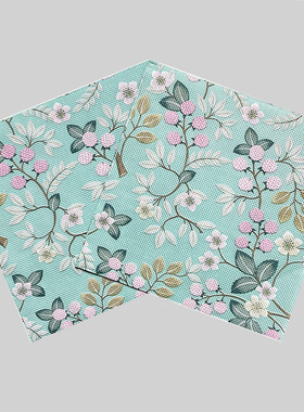 PomParty小花朵餐巾纸两层20张绿色底餐桌装饰一次性纸巾手工纸巾