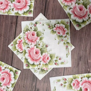 派对印花纸巾餐巾纸聚会彩色纸花草批发餐厅方形餐巾纸木浆手工纸