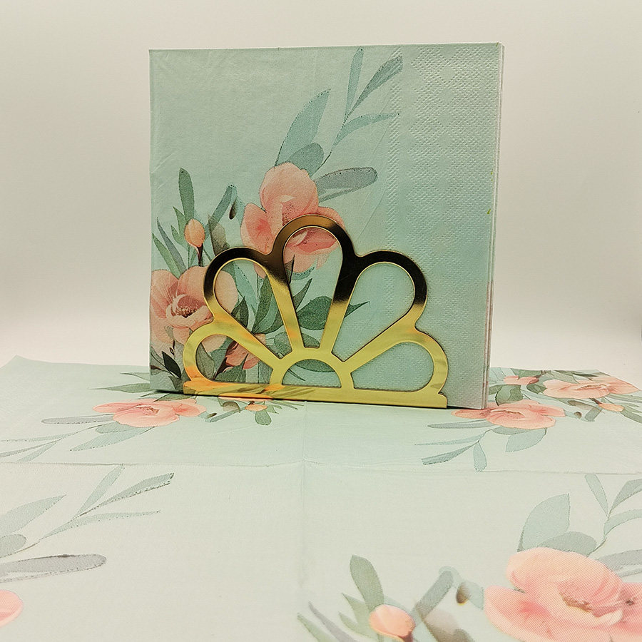 PomParty粉色花朵印花印花餐巾纸20张田园风酒店宴会餐具装饰纸巾