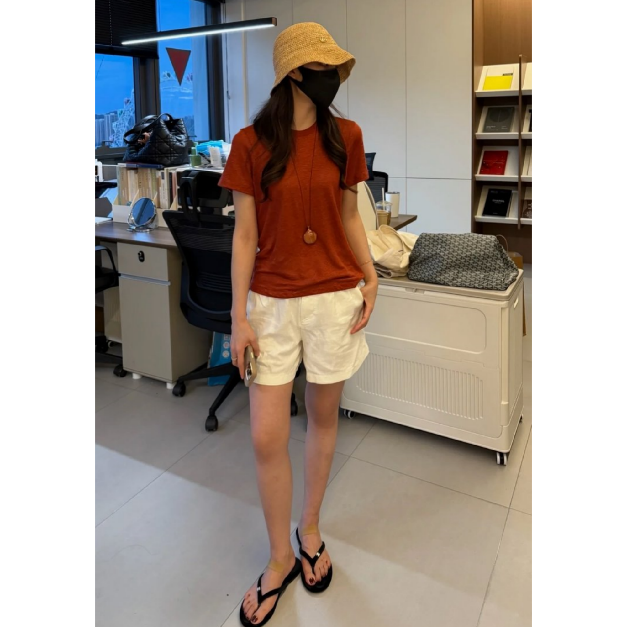 夏季100%亚麻圆领短袖T恤女