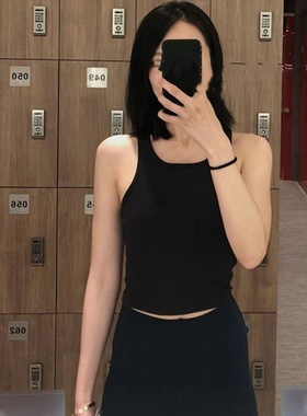 夏季含胸垫外穿休闲瑜伽服女士短款休闲健身EBB背心上衣运动背心