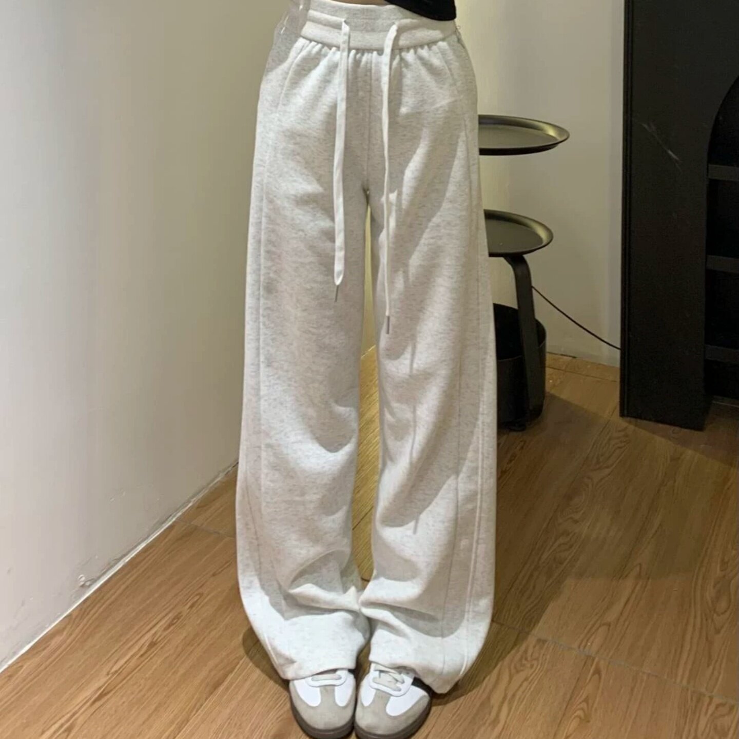 秋冬加绒宽松直筒阔腿裤高腰显瘦拖地运动休闲百搭新款时尚女