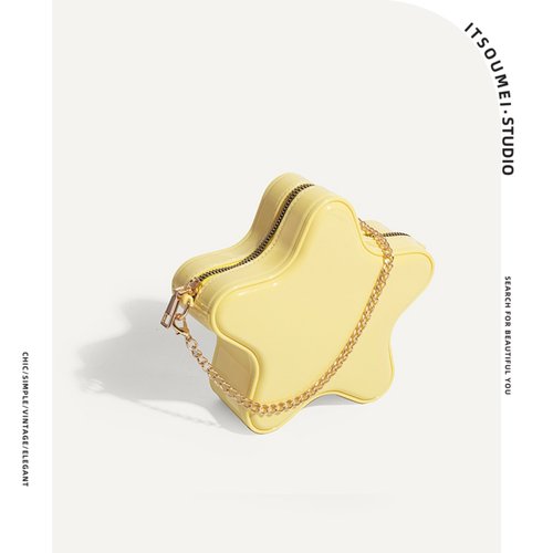 ITSOUMEI黄色五角星果冻包迷你小包包女小清新星星链条包口红包