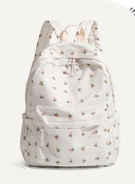 ITSOUMEI碎花帆布包包女2025年新款日系书包学院风大容量双肩背包