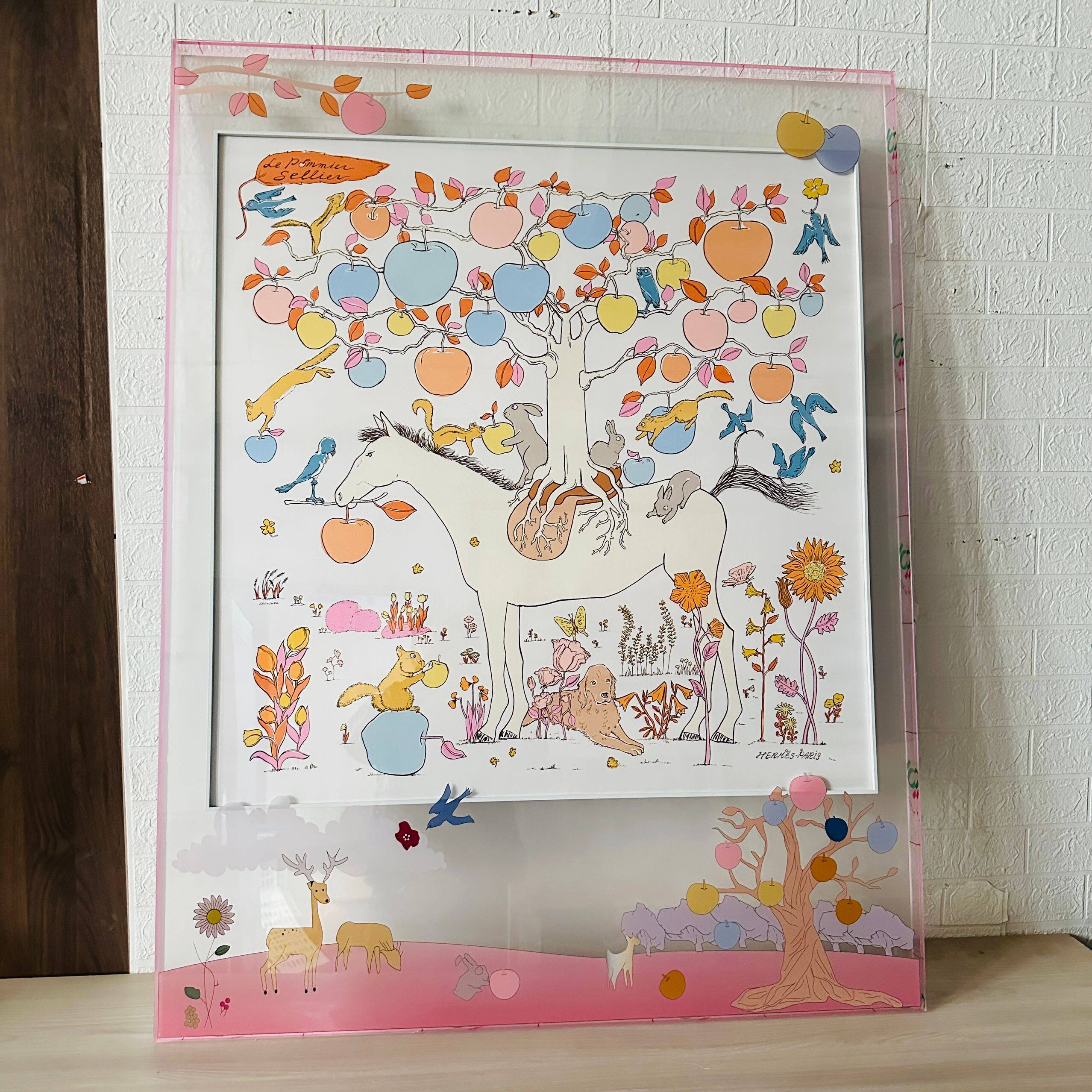 丝巾裱框透明亚克力装饰画 立体悬浮装裱 玄关卧室高级感定制挂画