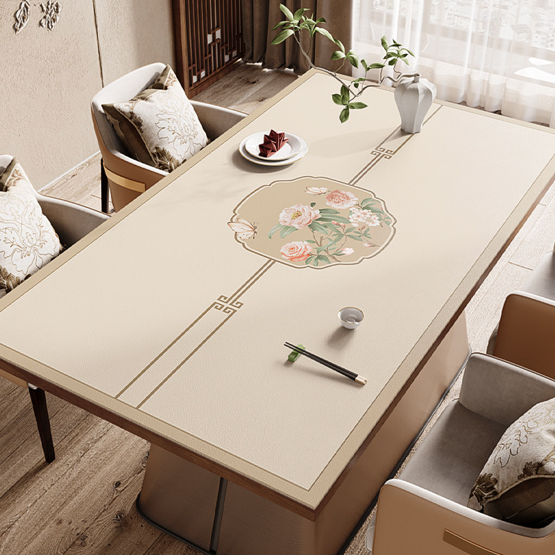 氛围感新中式硅胶桌布防水防油免洗防烫耐热餐桌垫茶几保护桌面垫,居家布艺,桌布,淘宝优惠券,粉丝福利购,淘宝优惠卷