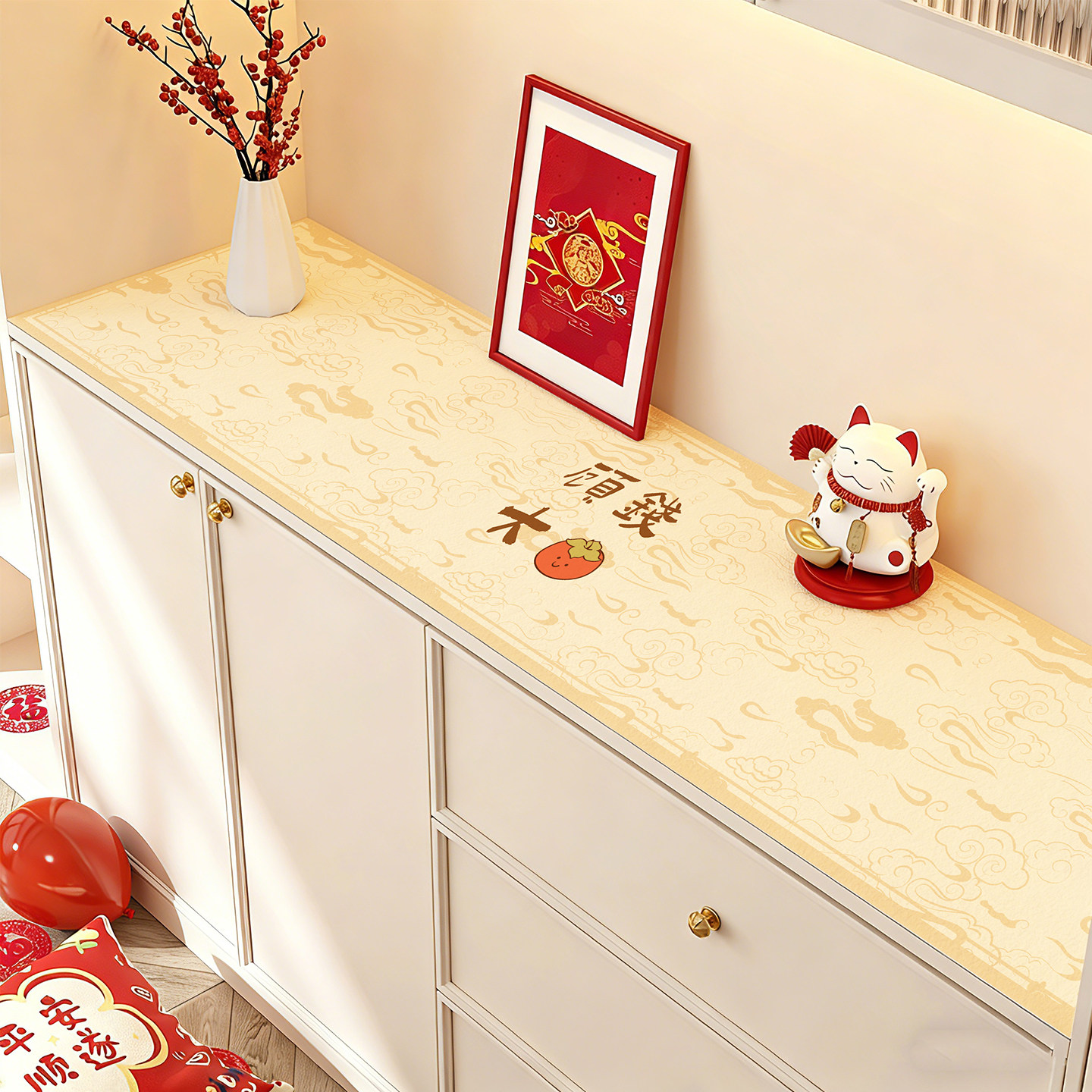 防污硅餐边柜保护垫长条鞋柜电视柜台面桌垫喜庆桌布防水防油免洗,居家布艺,桌布,淘宝优惠券,粉丝福利购,淘宝优惠卷