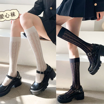 袜子女小腿袜黑丝袜女薄款夏季jk中筒袜子黑色春秋瘦腿长筒及膝袜