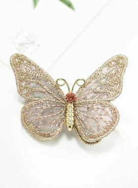 CHRIST/克丽斯汀新品发饰 刺绣蝴蝶一字顶夹日韩小扣夹边夹