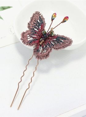 Christ克丽斯汀 新品蕾丝蝴蝶唯美盘发插针发梳发饰品