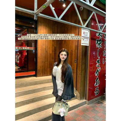 Lily Rosemary/ 慵懒氛围 Ch1oe中古羊毛保暖外搭防风斗篷披肩女