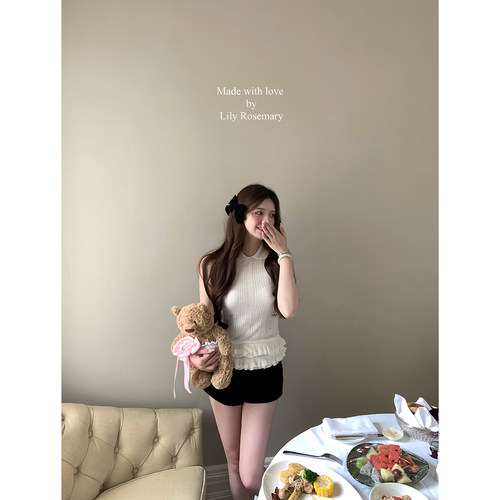 Lily Rosemary/“香软小蛋糕”French girly奶乖针织上衣丝绒套组