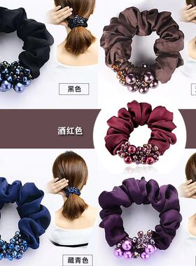 大肠圈头花扎马尾发绳珍珠韩国