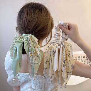 超仙气质碎花飘带头绳蝴蝶结发圈头饰夏季 高级感扎马尾发带头饰女