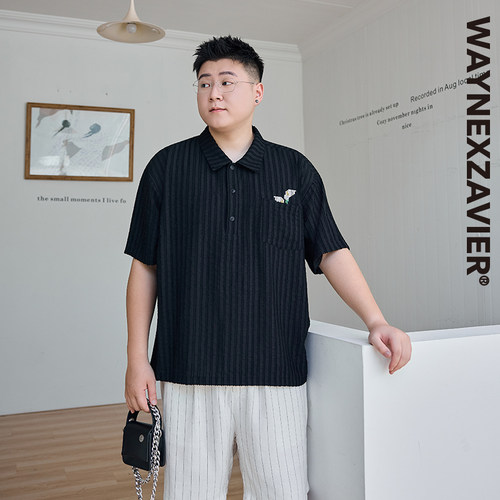 韦恩泽维尔男夏大码透气POLO衫