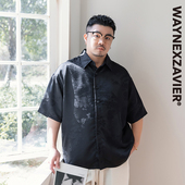 宽松衬衫 韦恩泽维尔加肥加大男装 时尚 翻领中国风提花短袖 9156 大码