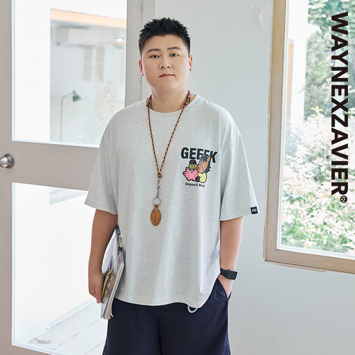 韦恩泽维尔大码男夏卡通宽松T恤