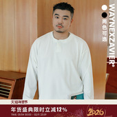 男宽松秋季 韦恩泽维尔大码 休闲圆领POLO衫 格纹肌理感垂感抗皱8741