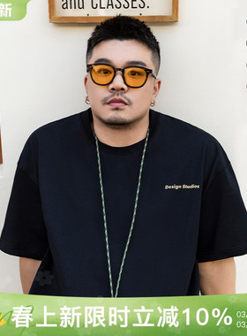 韦恩泽维尔潮牌宽松大码T恤男短袖夏季加肥加大260克重磅T3303