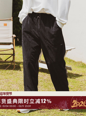韦恩泽维尔潮牌大码灯芯绒休闲裤男秋季加肥加大卡其色微锥裤7897