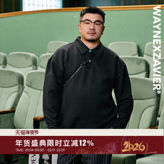 韦恩泽维尔加肥加大宽松大码男冬翻领长袖商务休闲肌理POLO衫8886