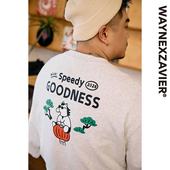 320g韦恩泽维尔加肥加大宽松大码 男棉圆领马年开运卡通卫衣9292