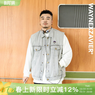 外套8577 街头刺绣无袖 韦恩泽维尔潮牌大码 牛仔马甲男春秋宽松美式
