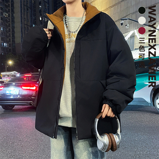 韦恩泽维尔大码 立领棉服2503 加厚棉衣外套加肥加大纯色宽松男冬季