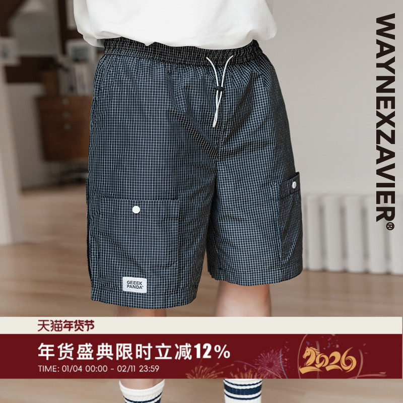 韦恩泽维尔加肥加大男装大码松紧腰格子工装弹力口袋休闲短裤9180,男装,短裤,淘宝优惠券,粉丝福利购,淘宝优惠卷