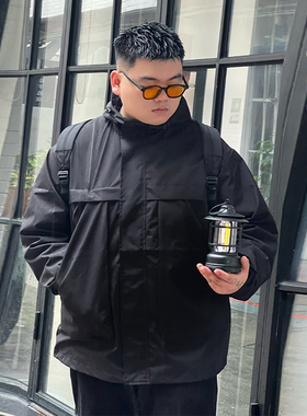 韦恩泽维尔大码连帽机能风宽松加大防风男女春秋情侣款8368