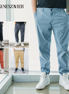 韦恩泽维尔加肥加大商务大码合体松紧腰小直筒加绒休闲裤男6095